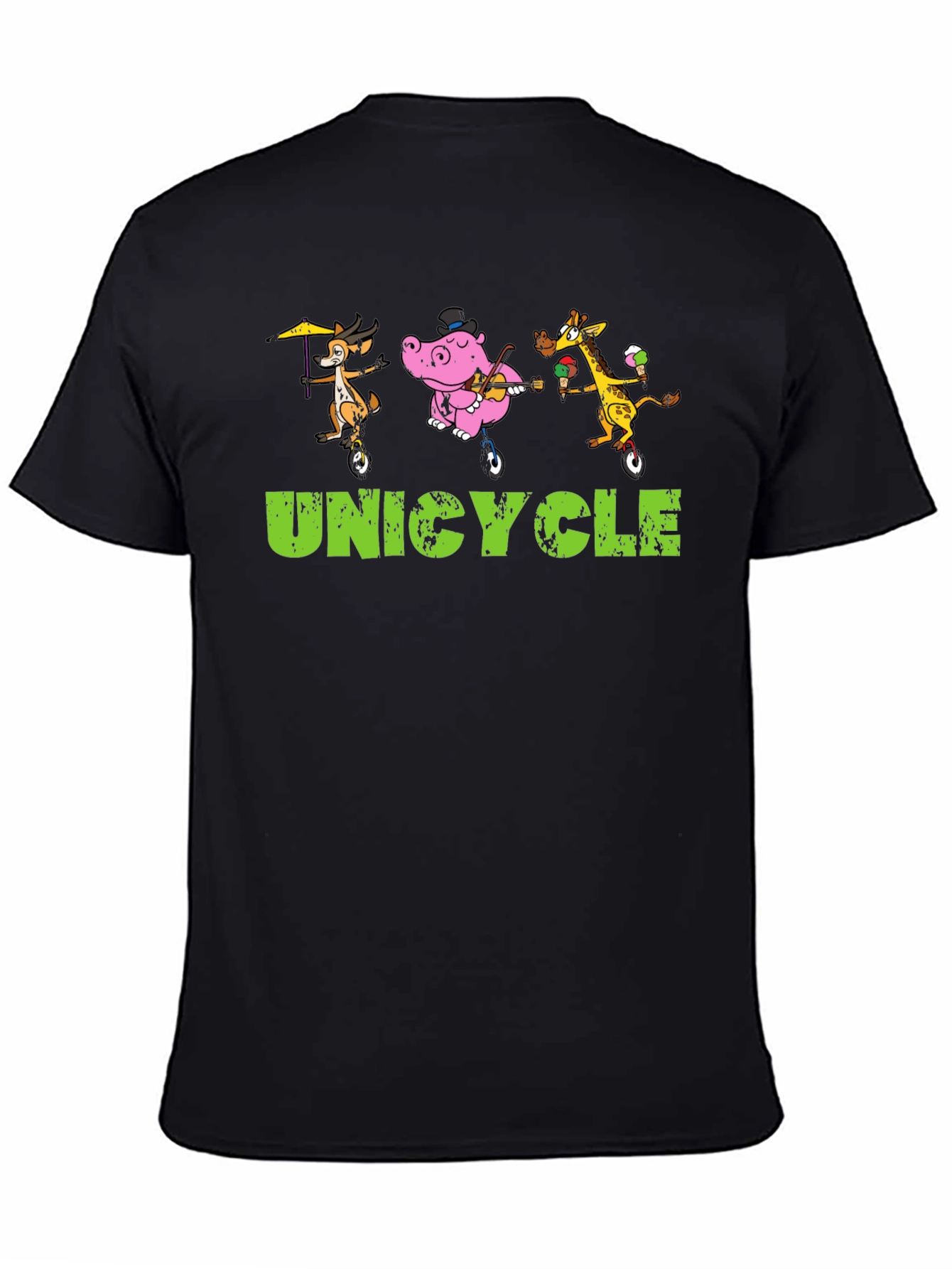 Unicycle Animal Crew Graphic Tee - Black