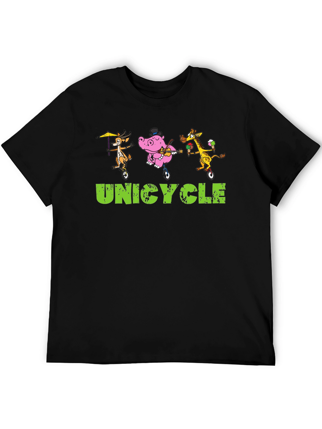 Unicycle Animal Crew Graphic Tee - Black