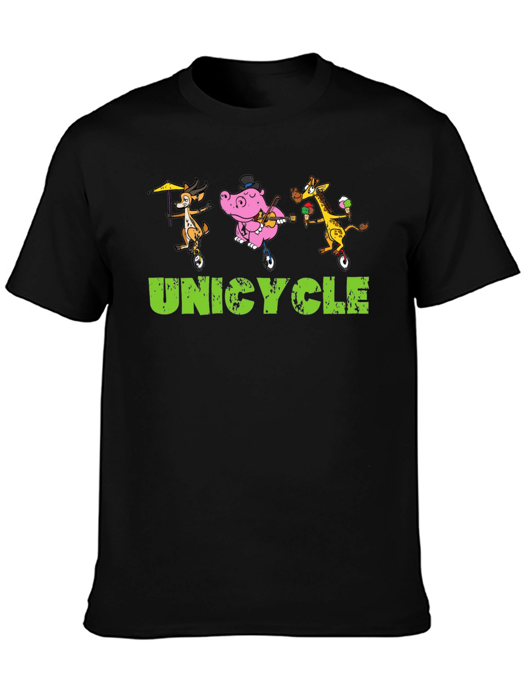 Unicycle Animal Crew Graphic Tee - Black
