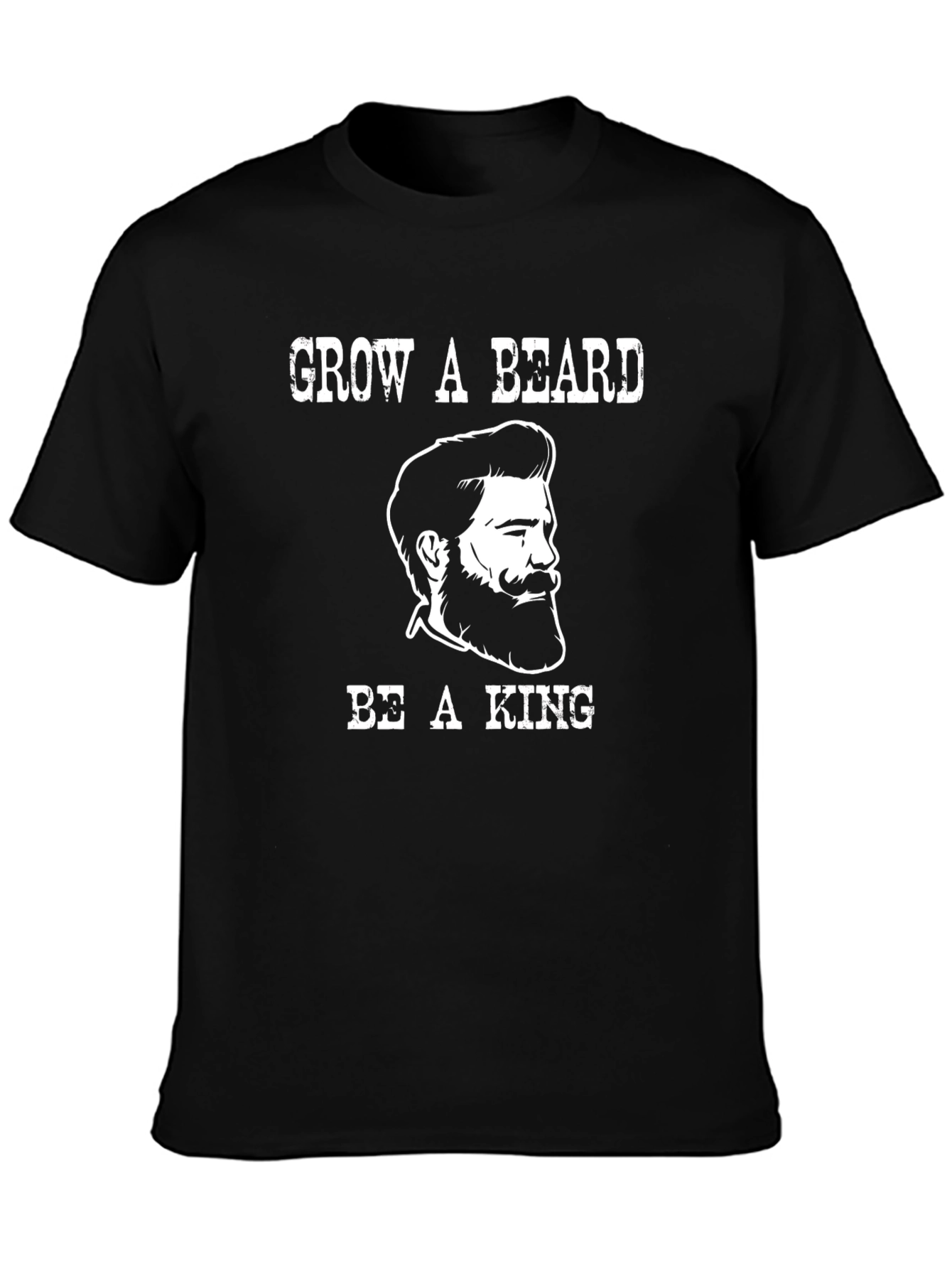Grow a Beard Be a King Mens Black Graphic Tee