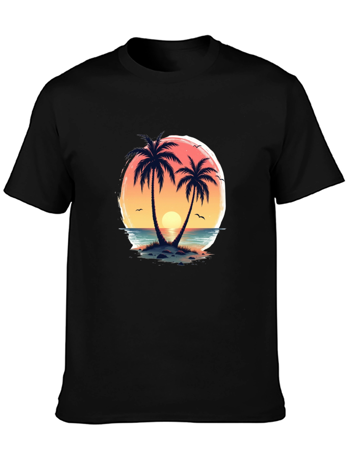 Tropical Sunset Palm Tree Graphic T-Shirt