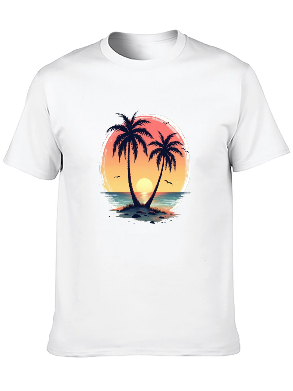 Tropical Sunset Palm Tree Graphic T-Shirt