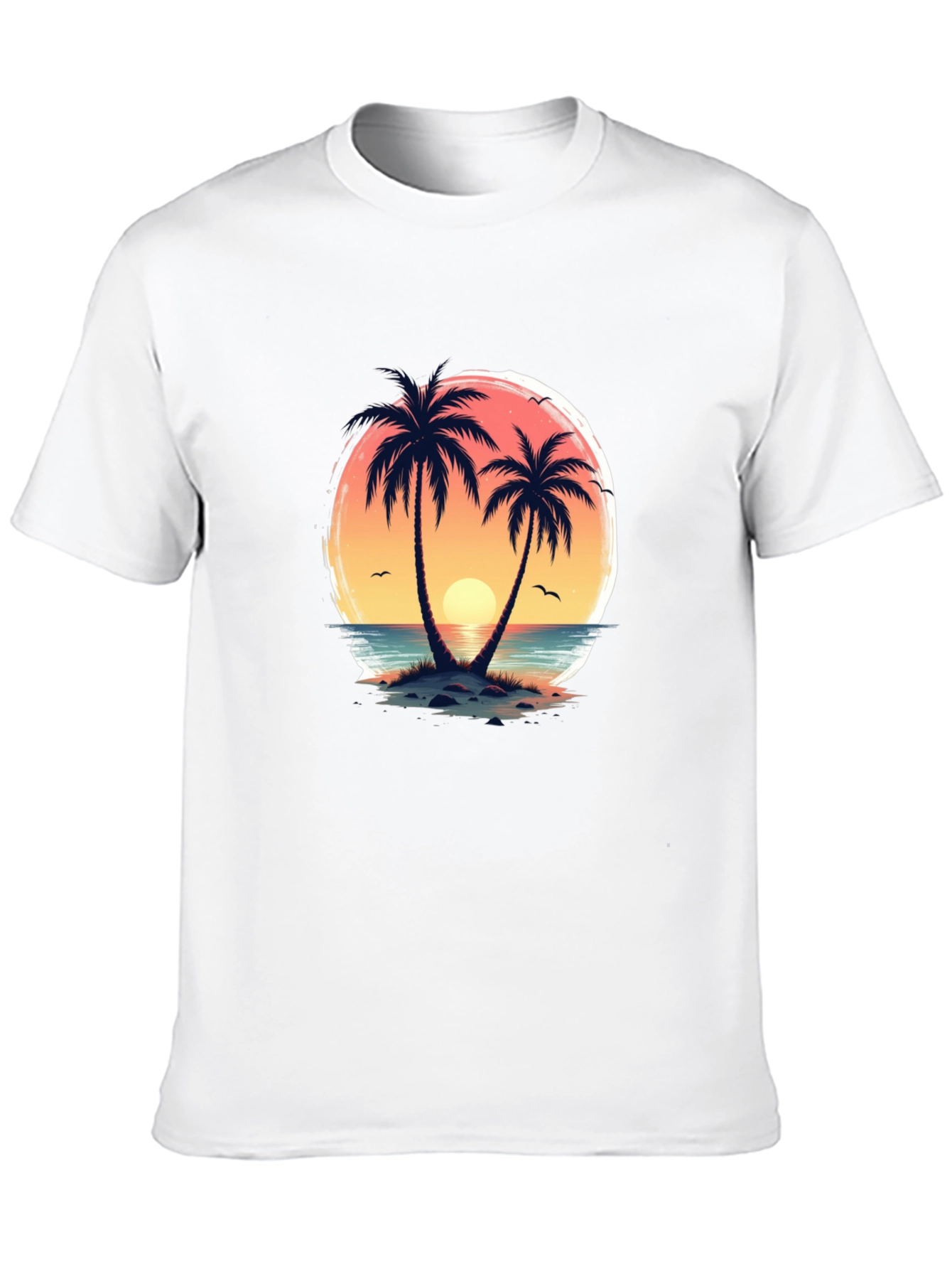 Tropical Sunset Palm Tree Graphic T-Shirt