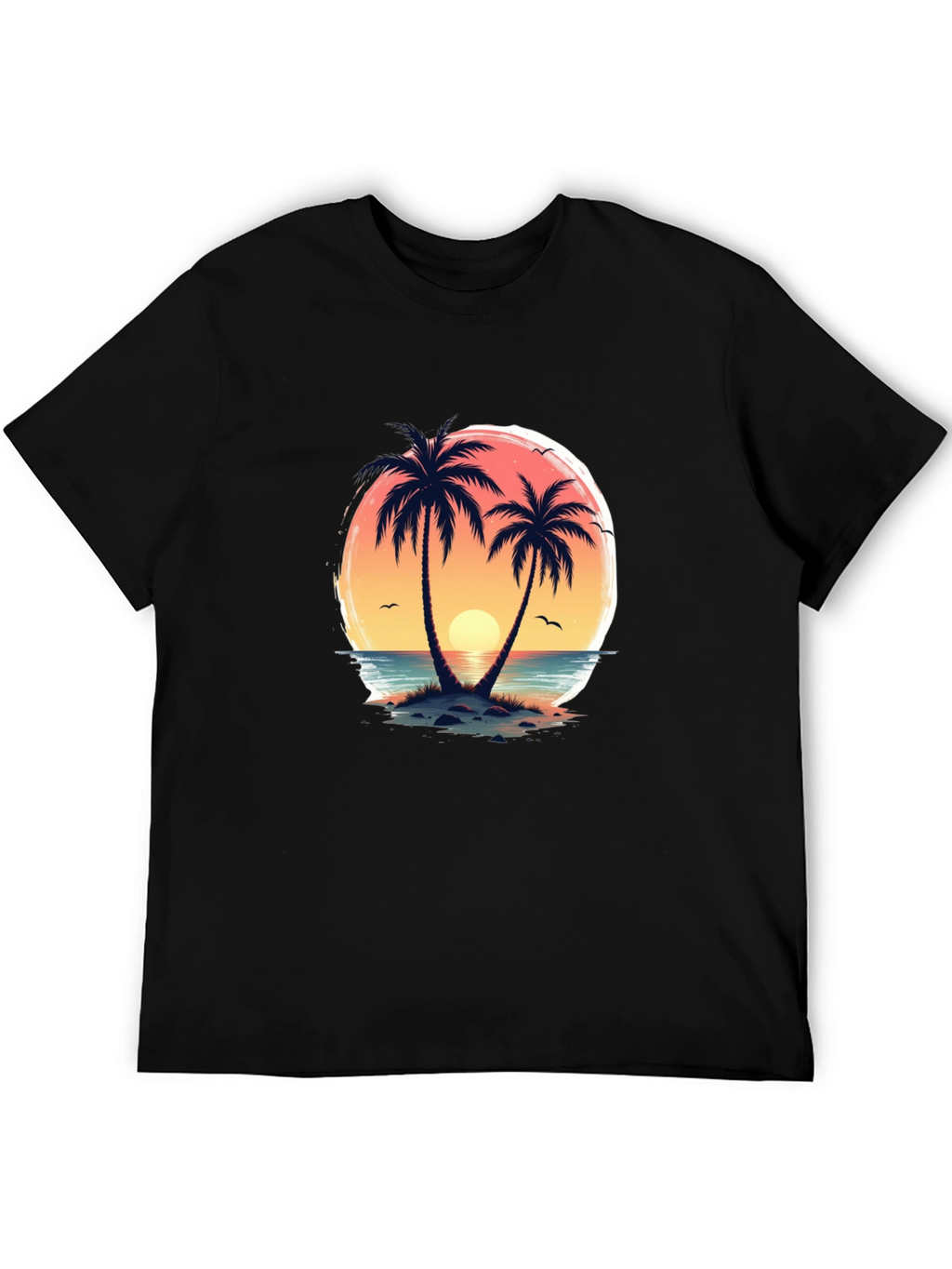 Tropical Sunset Palm Tree Graphic T-Shirt