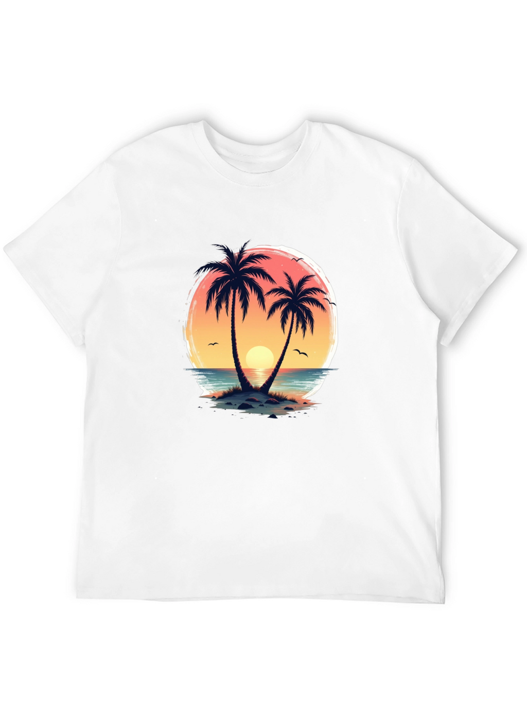 Tropical Sunset Palm Tree Graphic T-Shirt