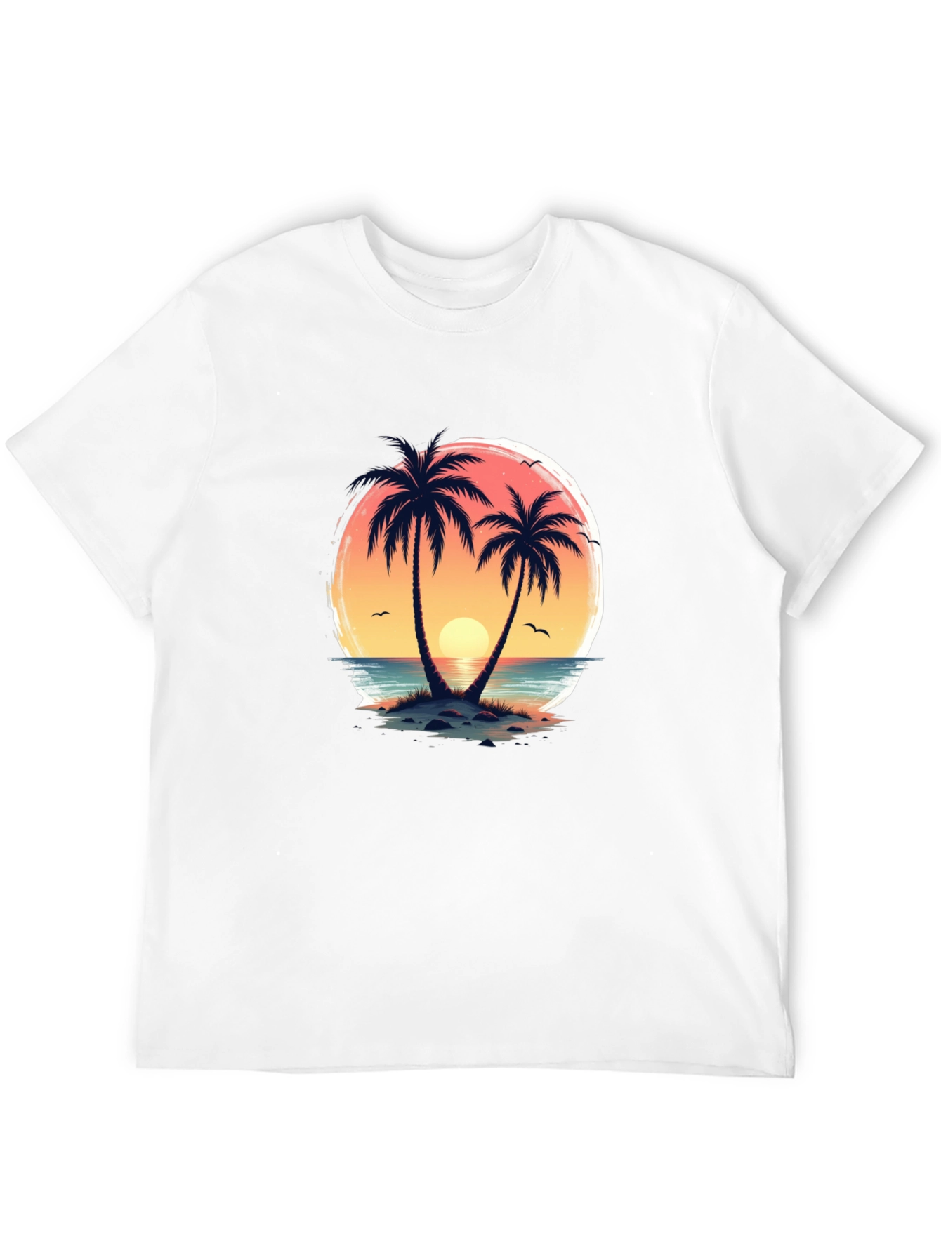 Tropical Sunset Palm Tree Graphic T-Shirt