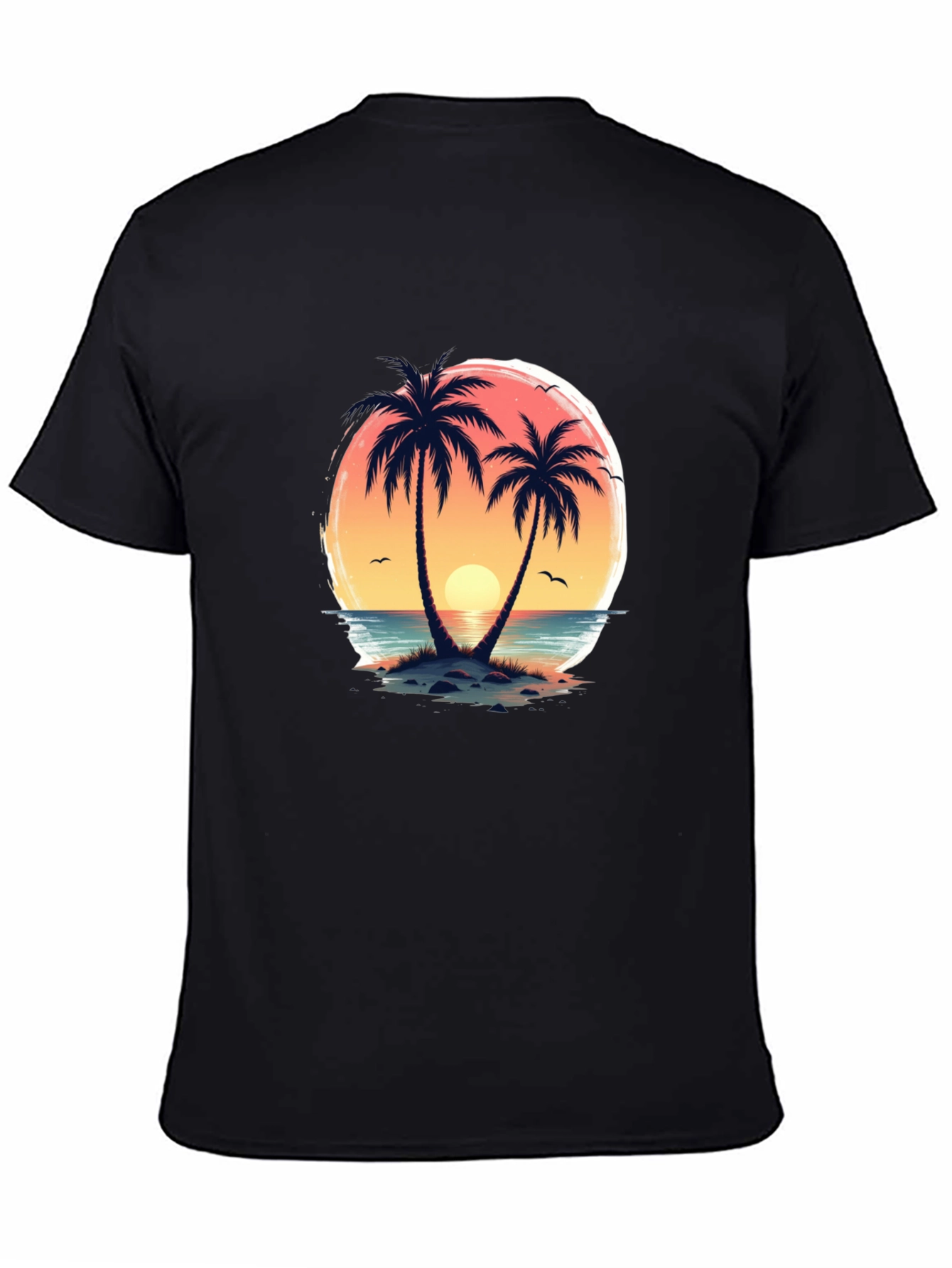 Tropical Sunset Palm Tree Graphic T-Shirt