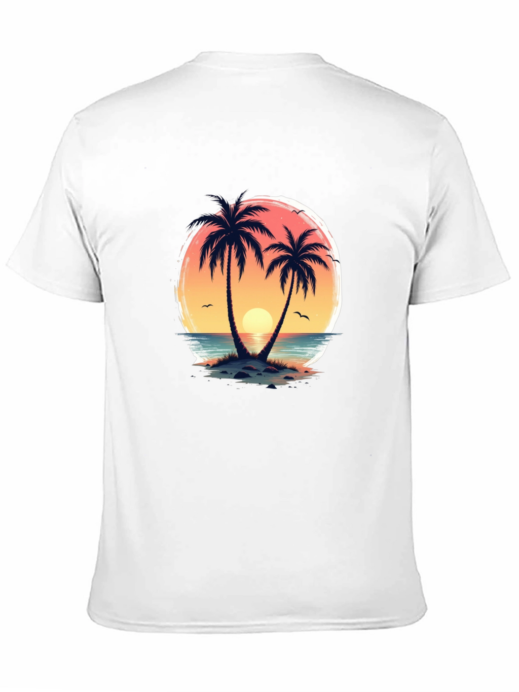 Tropical Sunset Palm Tree Graphic T-Shirt