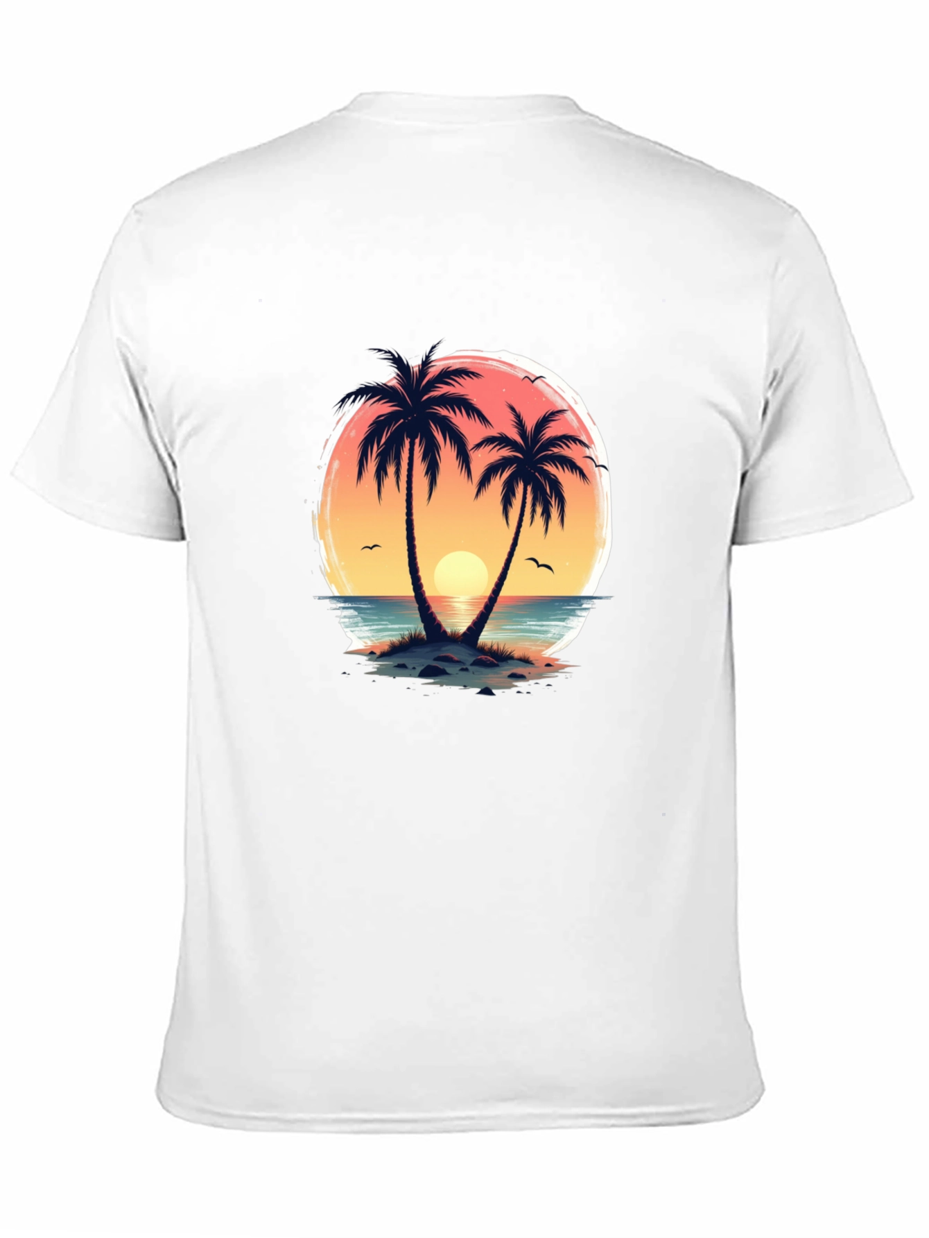 Tropical Sunset Palm Tree Graphic T-Shirt