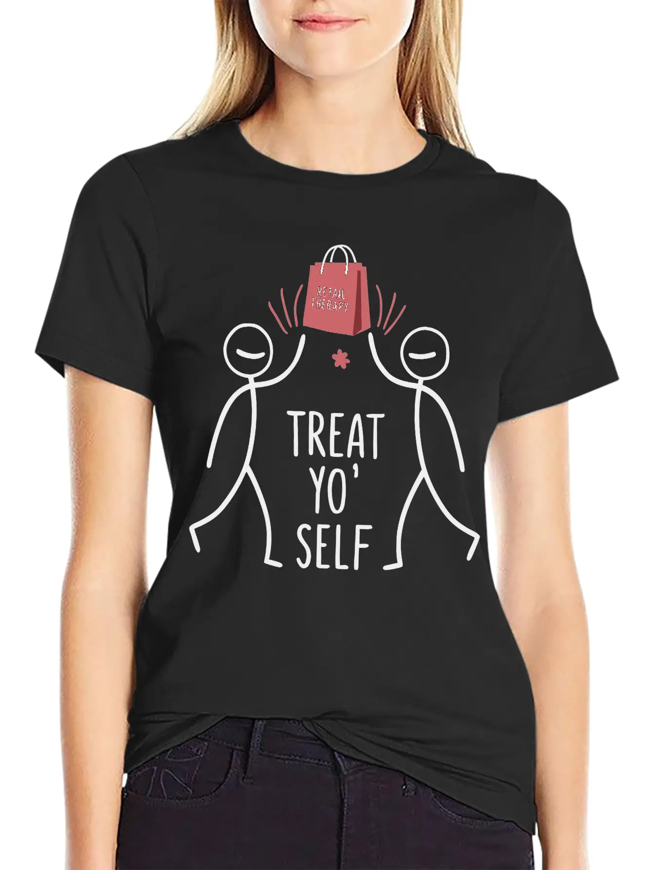 High Fiving With A Shopping Bag Unisex Casual T-Shirt – Clean Design For Daily Comfort