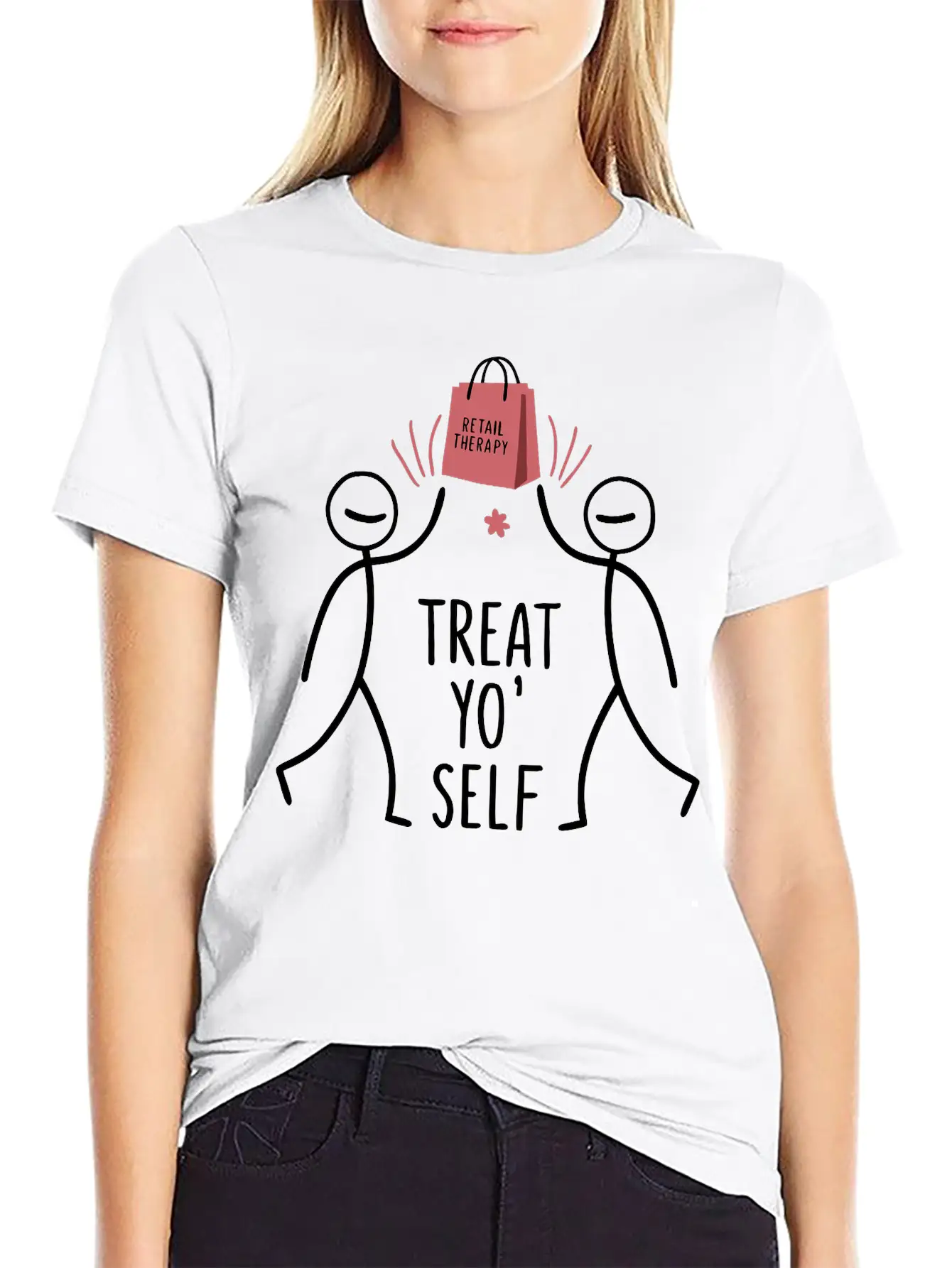 High Fiving With A Shopping Bag Unisex Casual T-Shirt – Clean Design For Daily Comfort