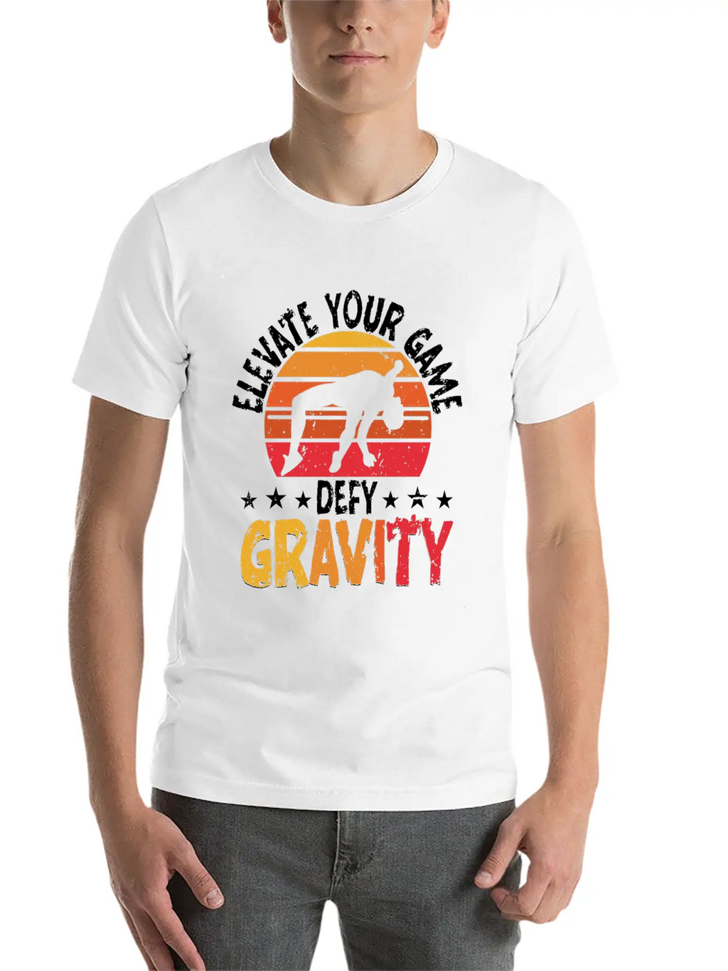 High Jump Elevate Your Game Defy Gravity Unisex Short Sleeve Soft Cotton T-Shirt – Casual Everyday Wear