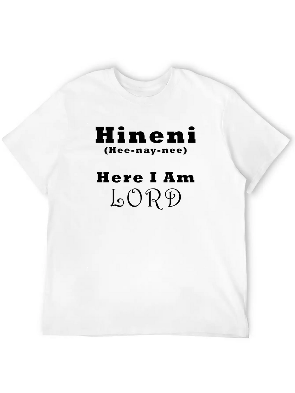 Hineni Here I Am (black) Unisex Short Sleeve Soft Cotton T-Shirt – Casual Everyday Wear