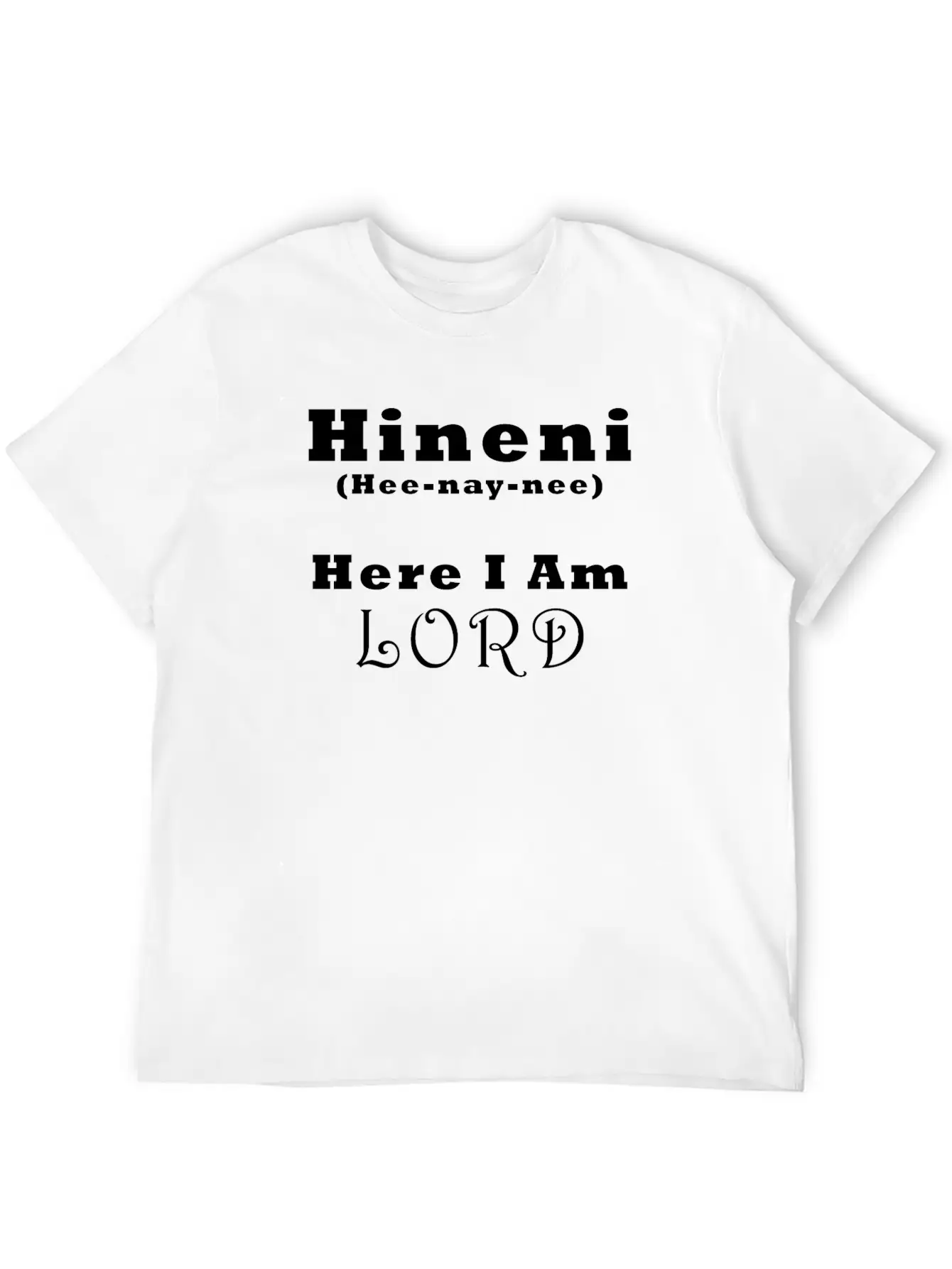 Hineni Here I Am (black) Unisex Short Sleeve Soft Cotton T-Shirt – Casual Everyday Wear