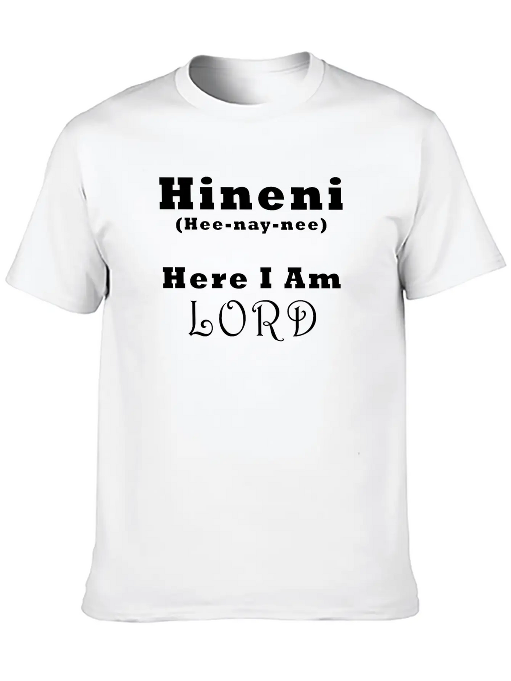 Hineni Here I Am (black) Unisex Short Sleeve Soft Cotton T-Shirt – Casual Everyday Wear