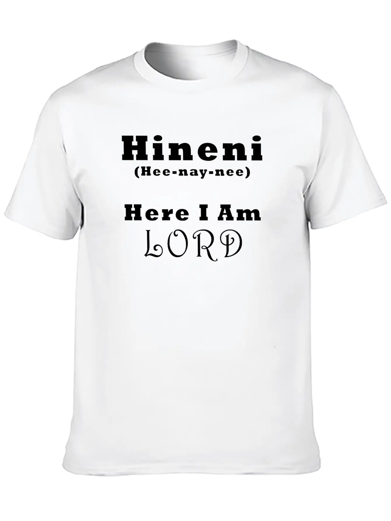 Hineni Here I Am (black) Unisex Short Sleeve Soft Cotton T-Shirt – Casual Everyday Wear