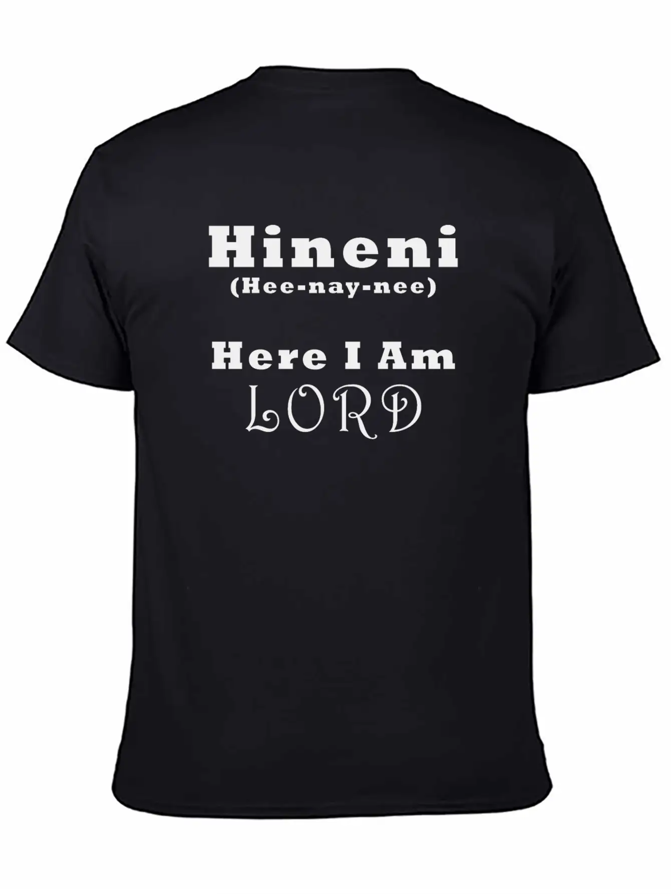 Hineni Here I Am (black) Unisex Short Sleeve Soft Cotton T-Shirt – Casual Everyday Wear
