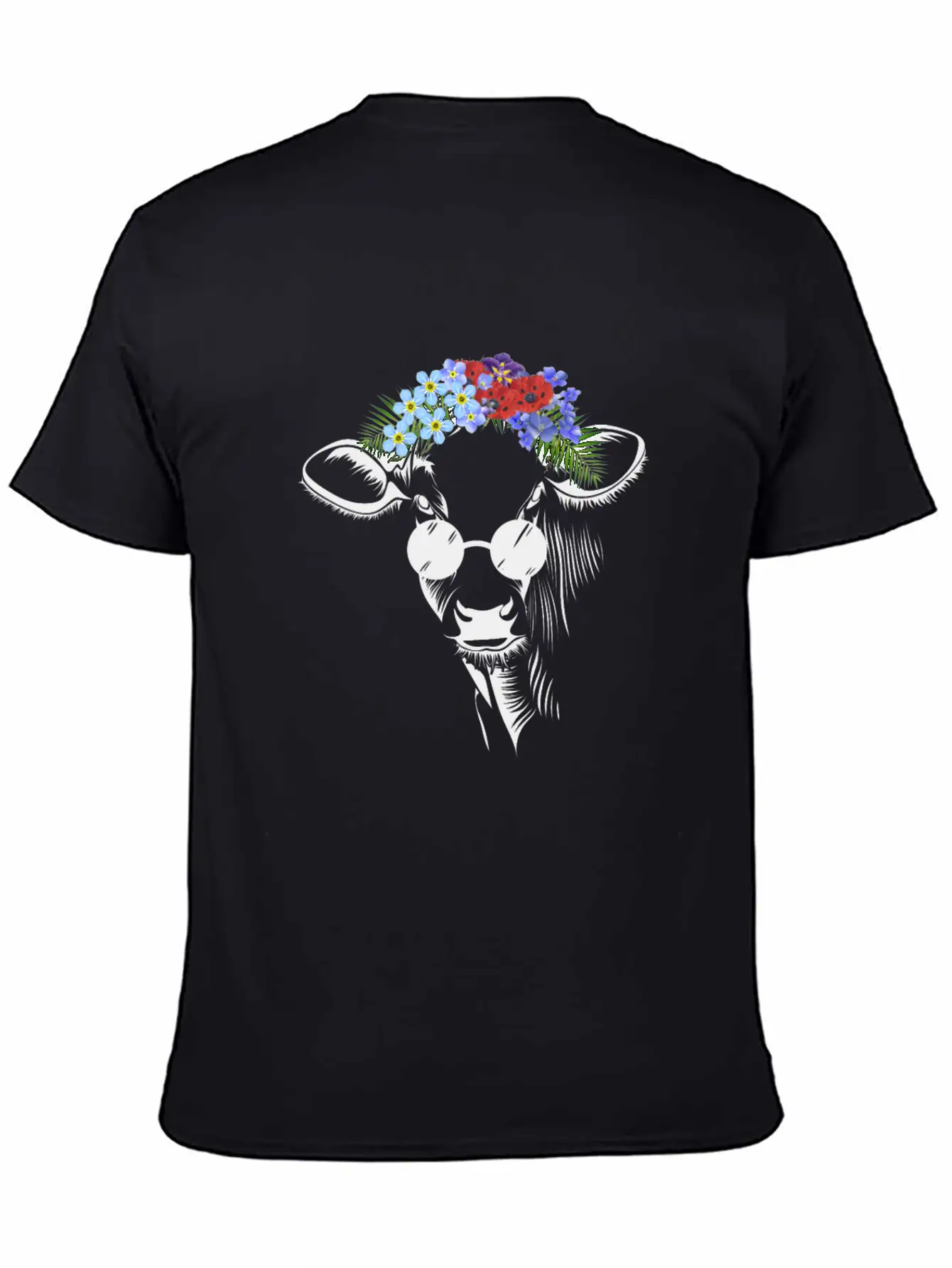 Hippie Cow Flower Unisex Short Sleeve Soft Cotton T-Shirt – Casual Everyday Wear