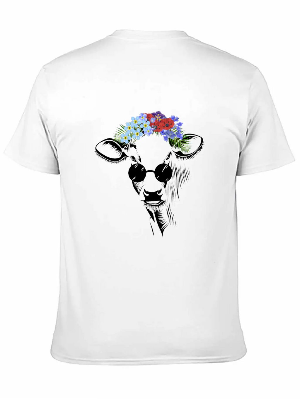 Hippie Cow Flower Unisex Short Sleeve Soft Cotton T-Shirt – Casual Everyday Wear