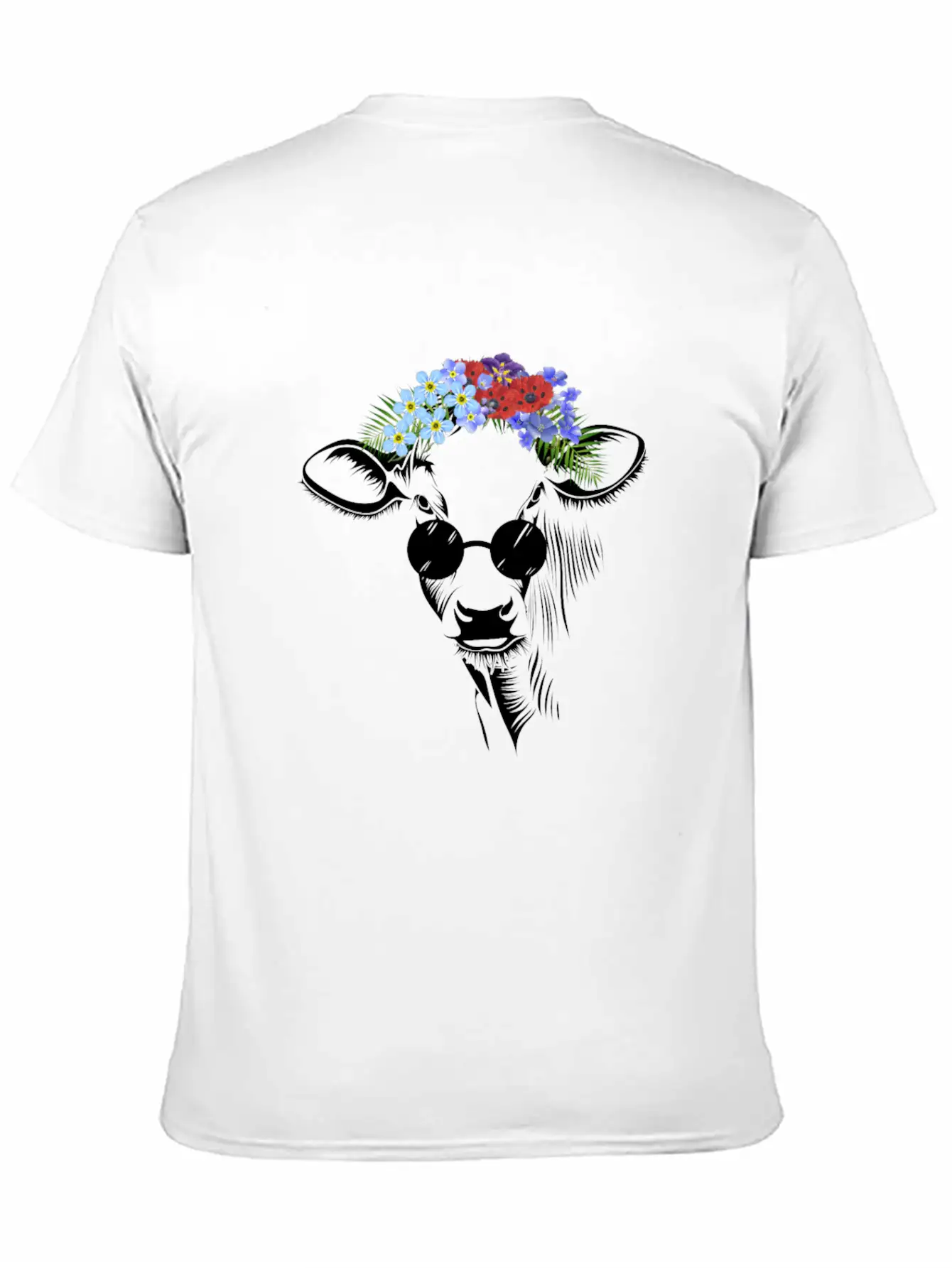 Hippie Cow Flower Unisex Short Sleeve Soft Cotton T-Shirt – Casual Everyday Wear
