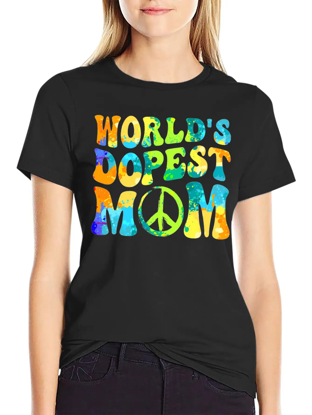 Hippie Mom Tie Dye Peace Breathable Soft Cotton T-Shirt – Timeless Casual Look