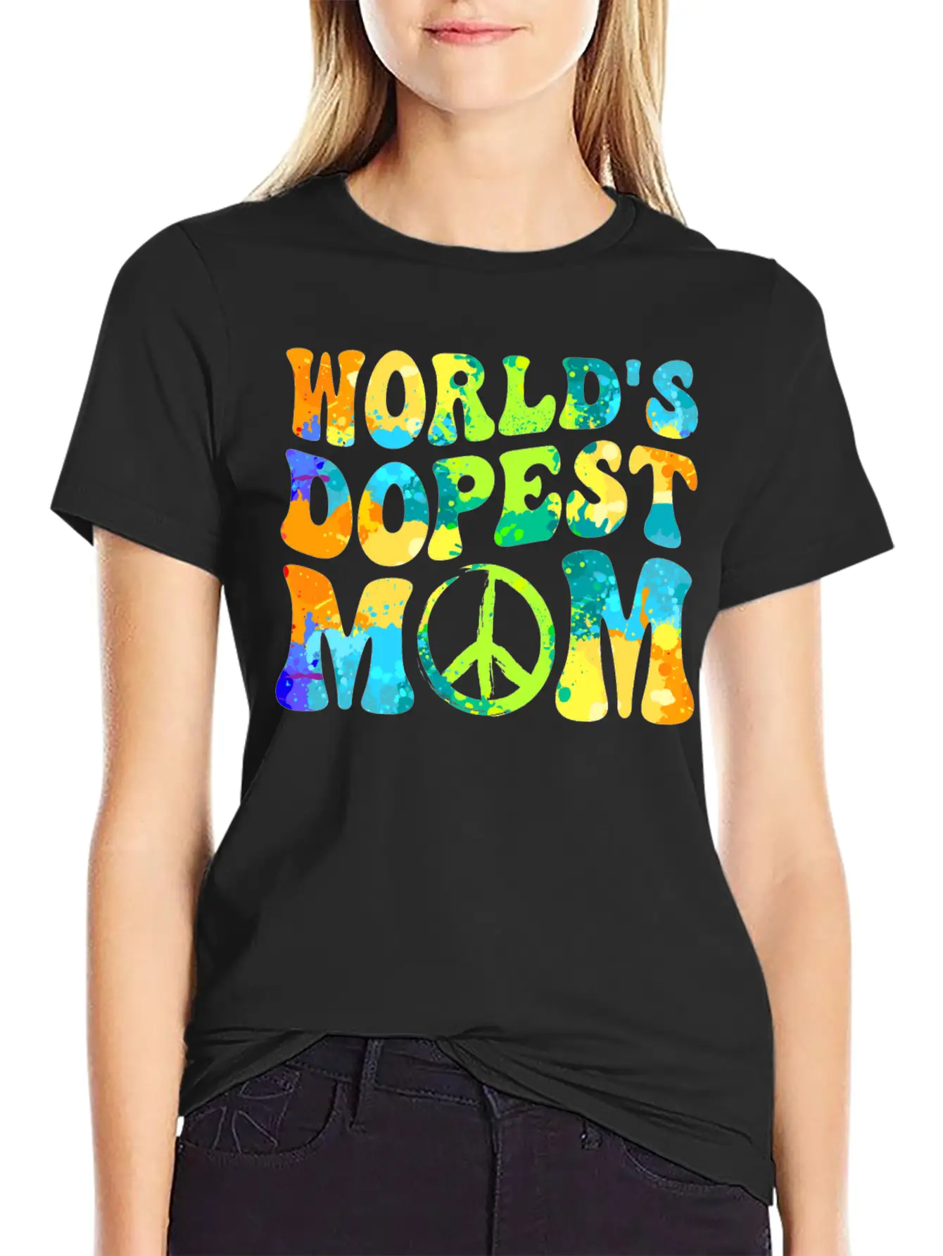 Hippie Mom Tie Dye Peace Breathable Soft Cotton T-Shirt – Timeless Casual Look