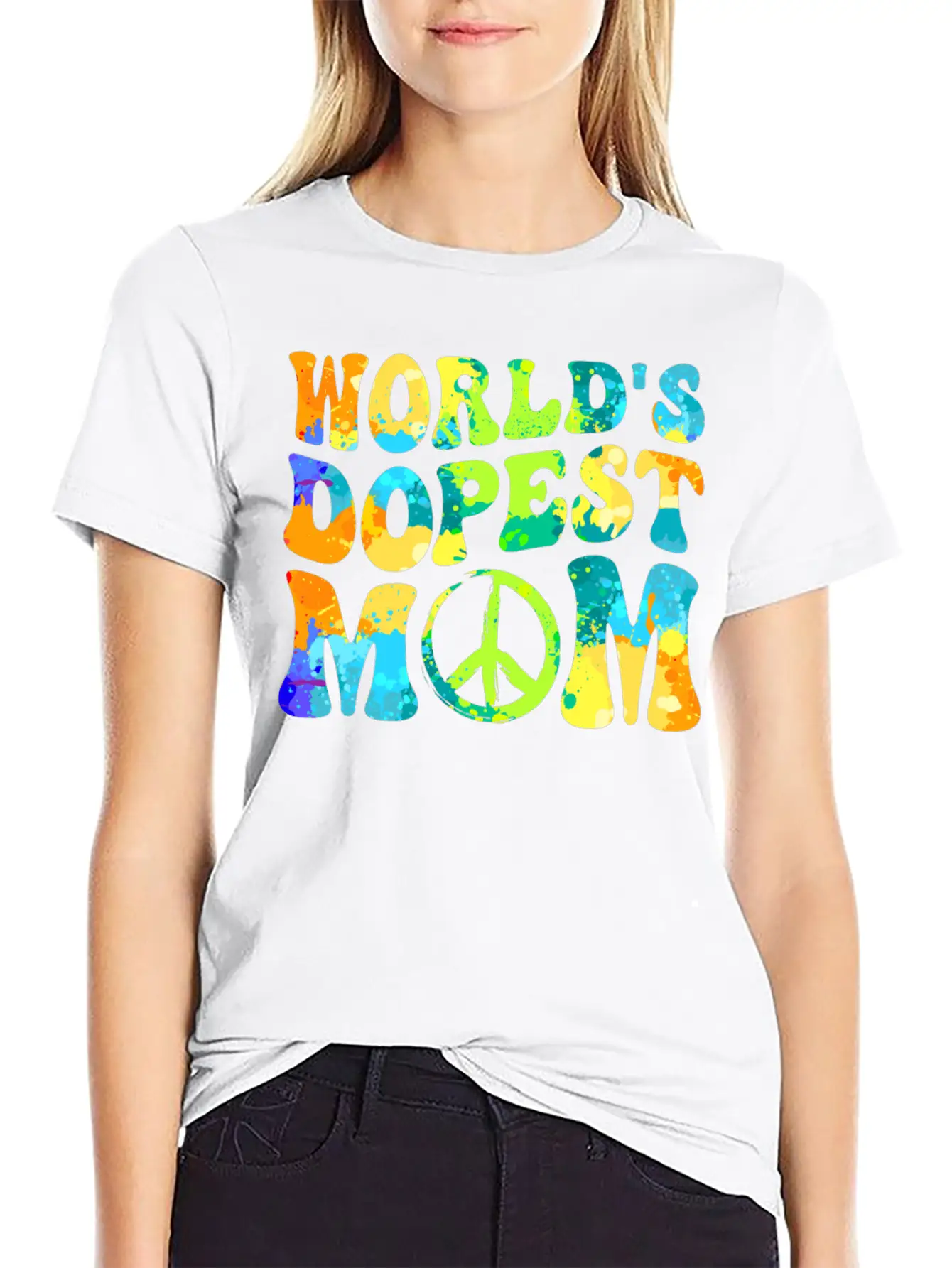 Hippie Mom Tie Dye Peace Breathable Soft Cotton T-Shirt – Timeless Casual Look