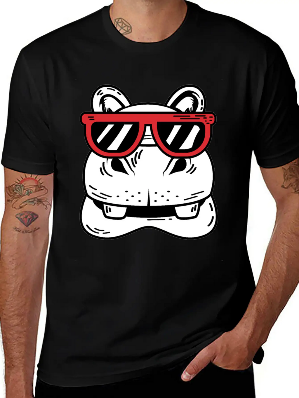 Hippo With Sunglasses Cool Person Gift Unisex Casual T-Shirt – Clean Design For Daily Comfort