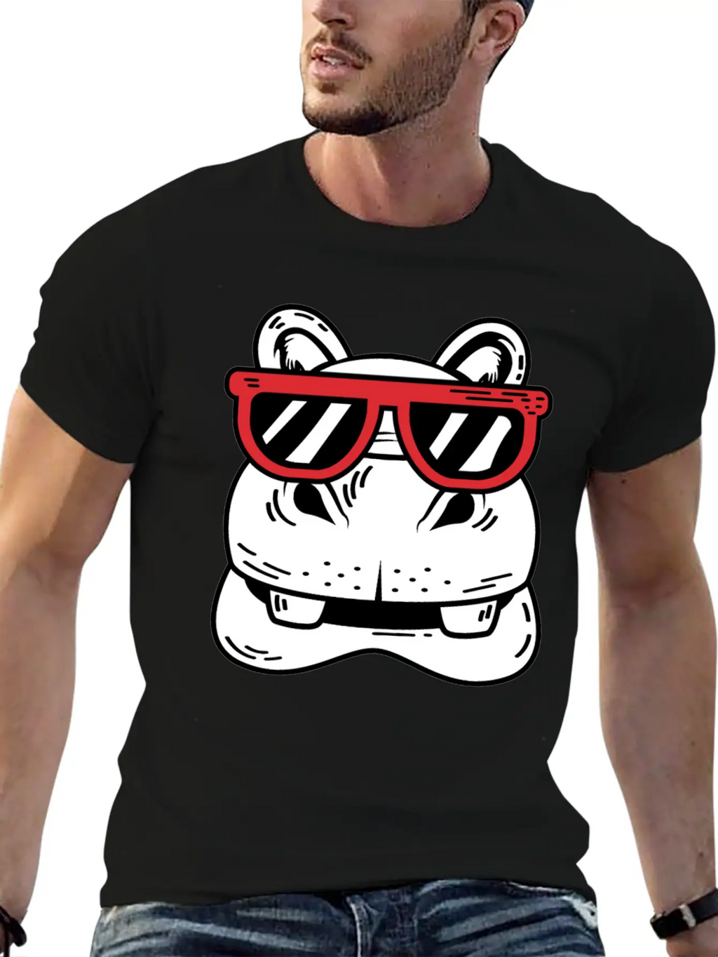 Hippo With Sunglasses Cool Person Gift Unisex Casual T-Shirt – Clean Design For Daily Comfort