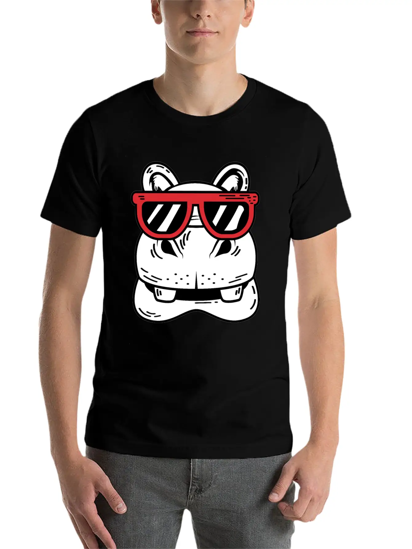 Hippo With Sunglasses Cool Person Gift Unisex Casual T-Shirt – Clean Design For Daily Comfort