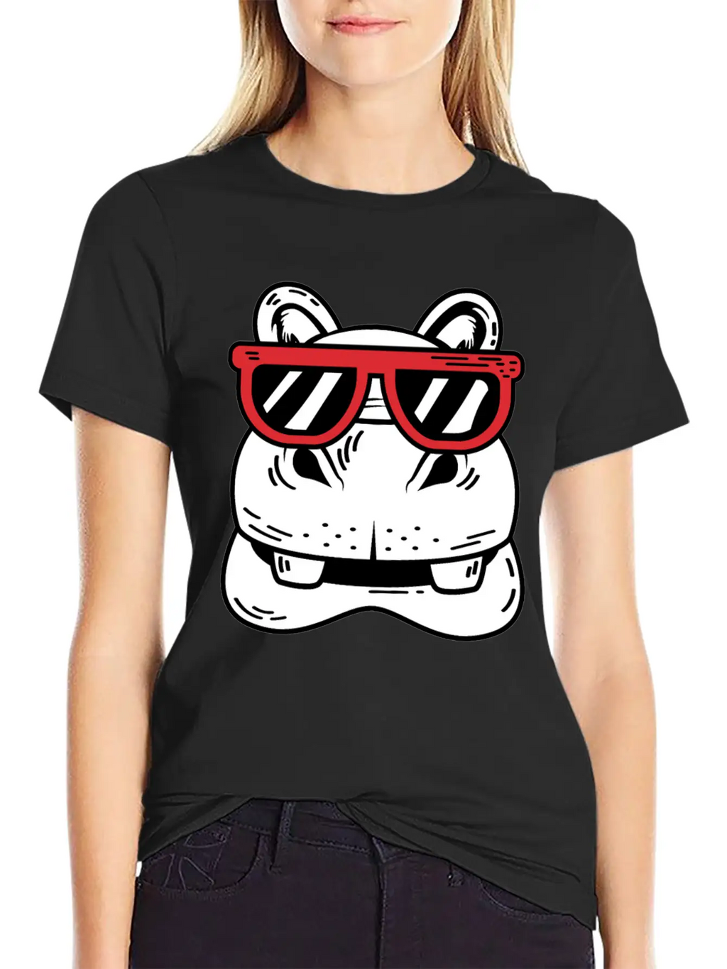 Hippo With Sunglasses Cool Person Gift Unisex Casual T-Shirt – Clean Design For Daily Comfort