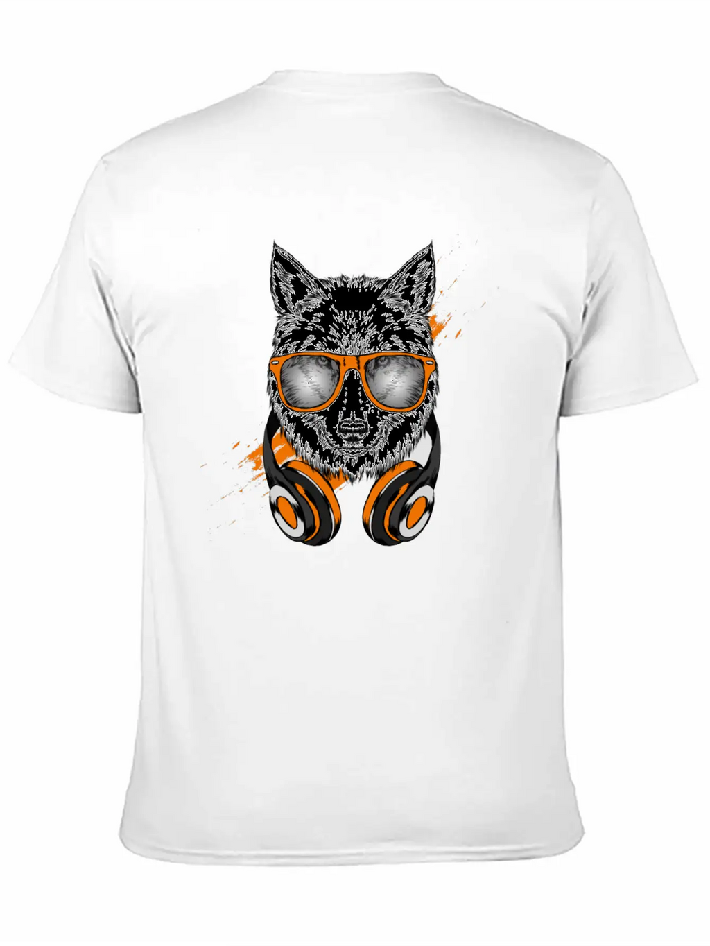 Hipster Wolf With Headphones Casual Graphic T-Shirt – Simple And Comfortable Daily Wear