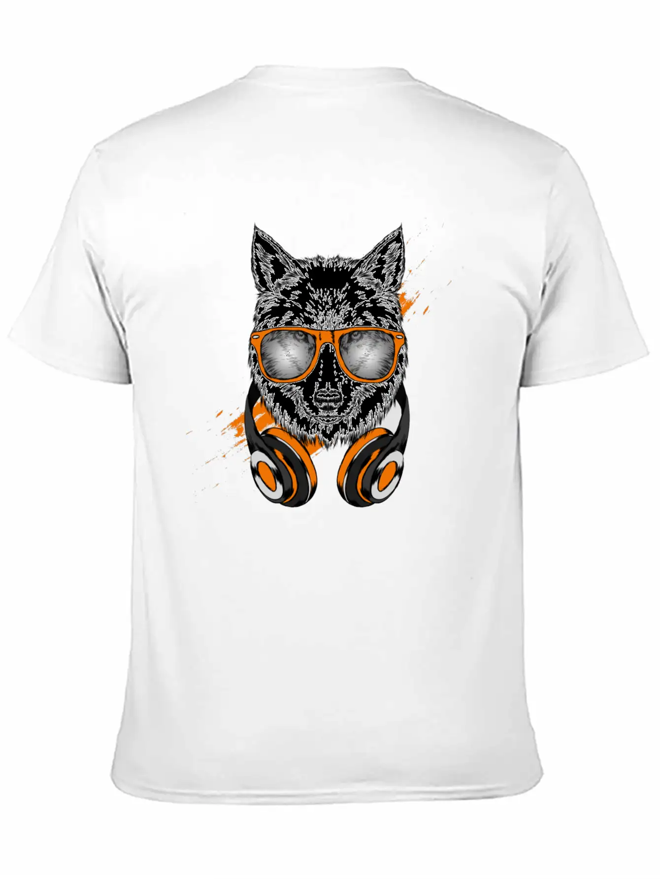 Hipster Wolf With Headphones Casual Graphic T-Shirt – Simple And Comfortable Daily Wear