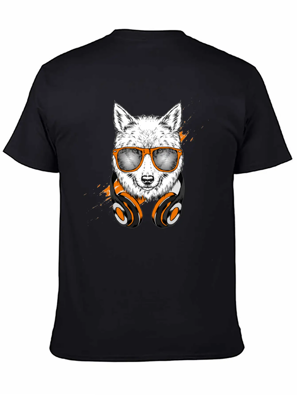 Hipster Wolf With Headphones Casual Graphic T-Shirt – Simple And Comfortable Daily Wear