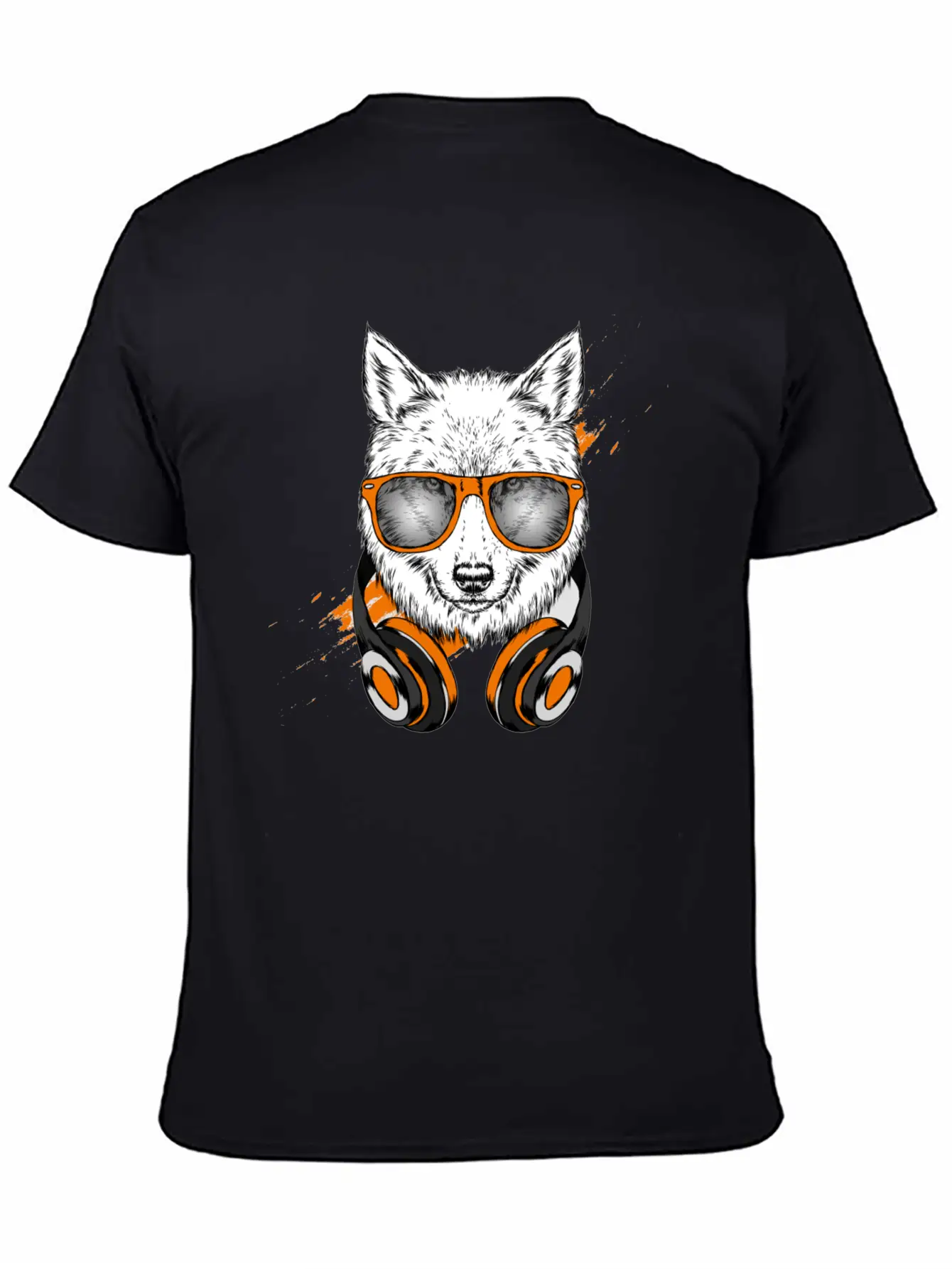 Hipster Wolf With Headphones Casual Graphic T-Shirt – Simple And Comfortable Daily Wear