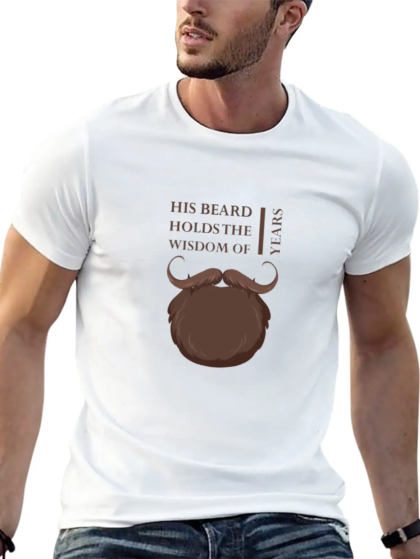 His Beard Holds The Wisdom Of Years Casual Graphic T-Shirt – Simple And Comfortable Daily Wear