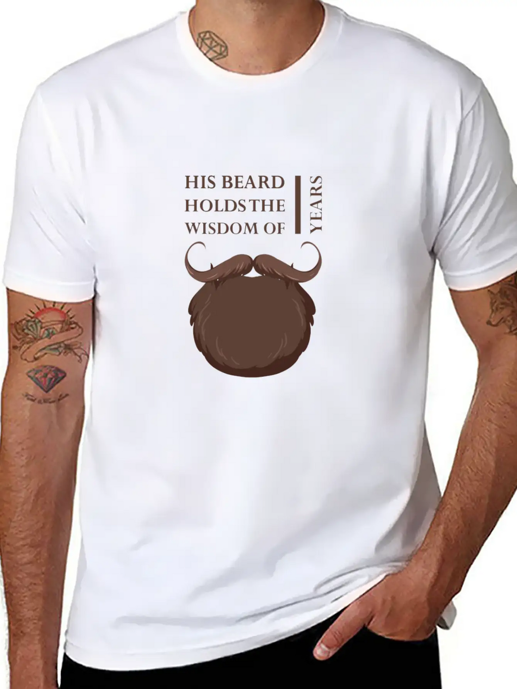 His Beard Holds The Wisdom Of Years Casual Graphic T-Shirt – Simple And Comfortable Daily Wear