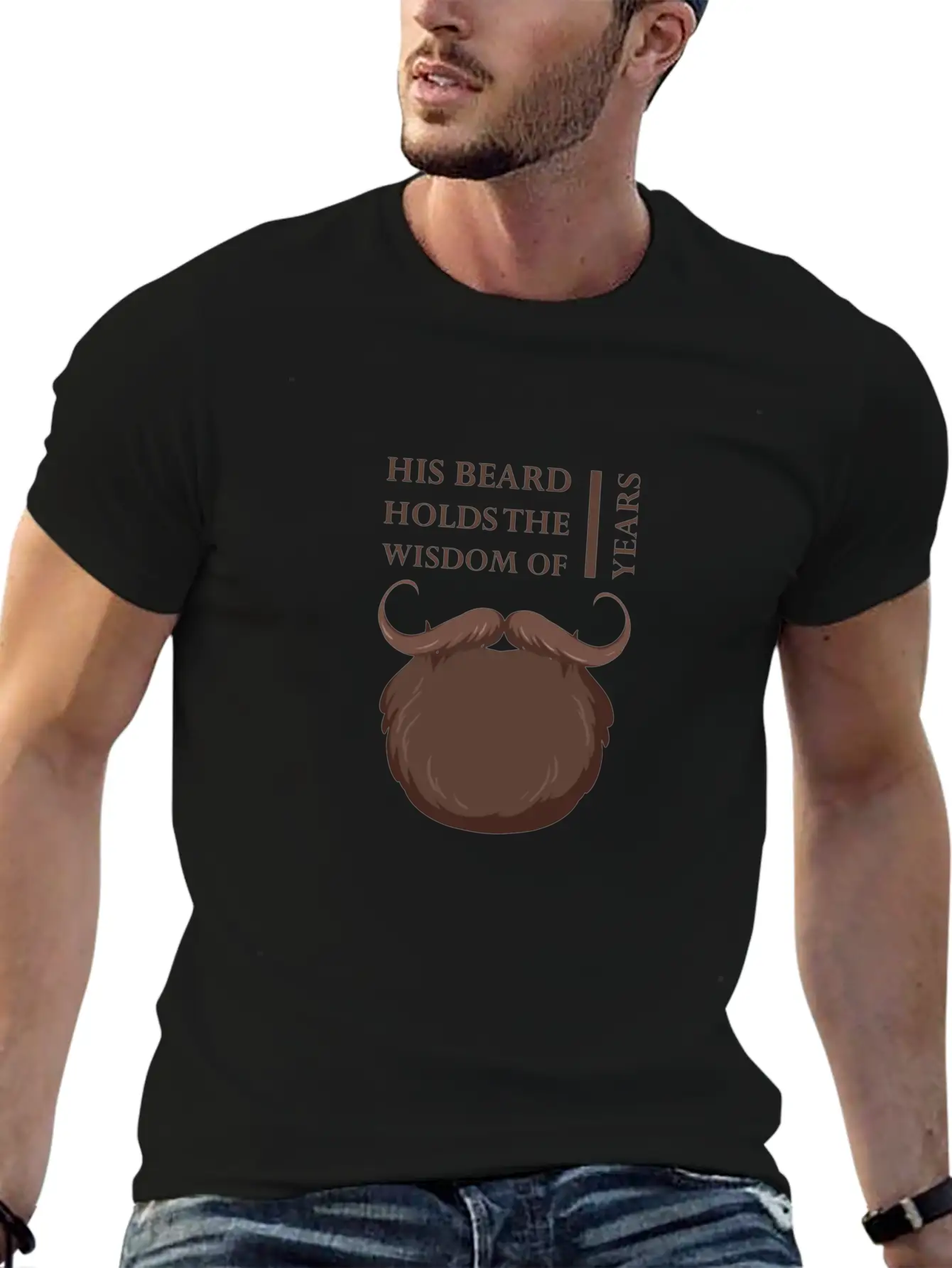 His Beard Holds The Wisdom Of Years Casual Graphic T-Shirt – Simple And Comfortable Daily Wear