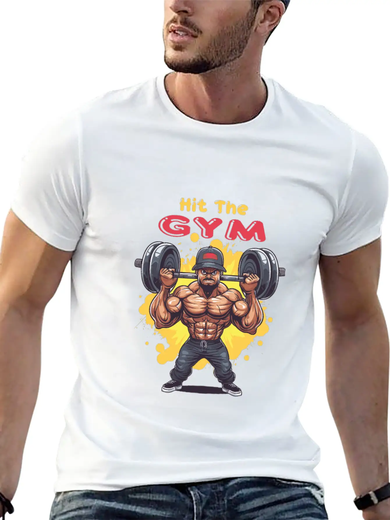 Hit The Gym Classic Fit Graphic Tee For Daily Comfort – Unisex Cotton Shirt