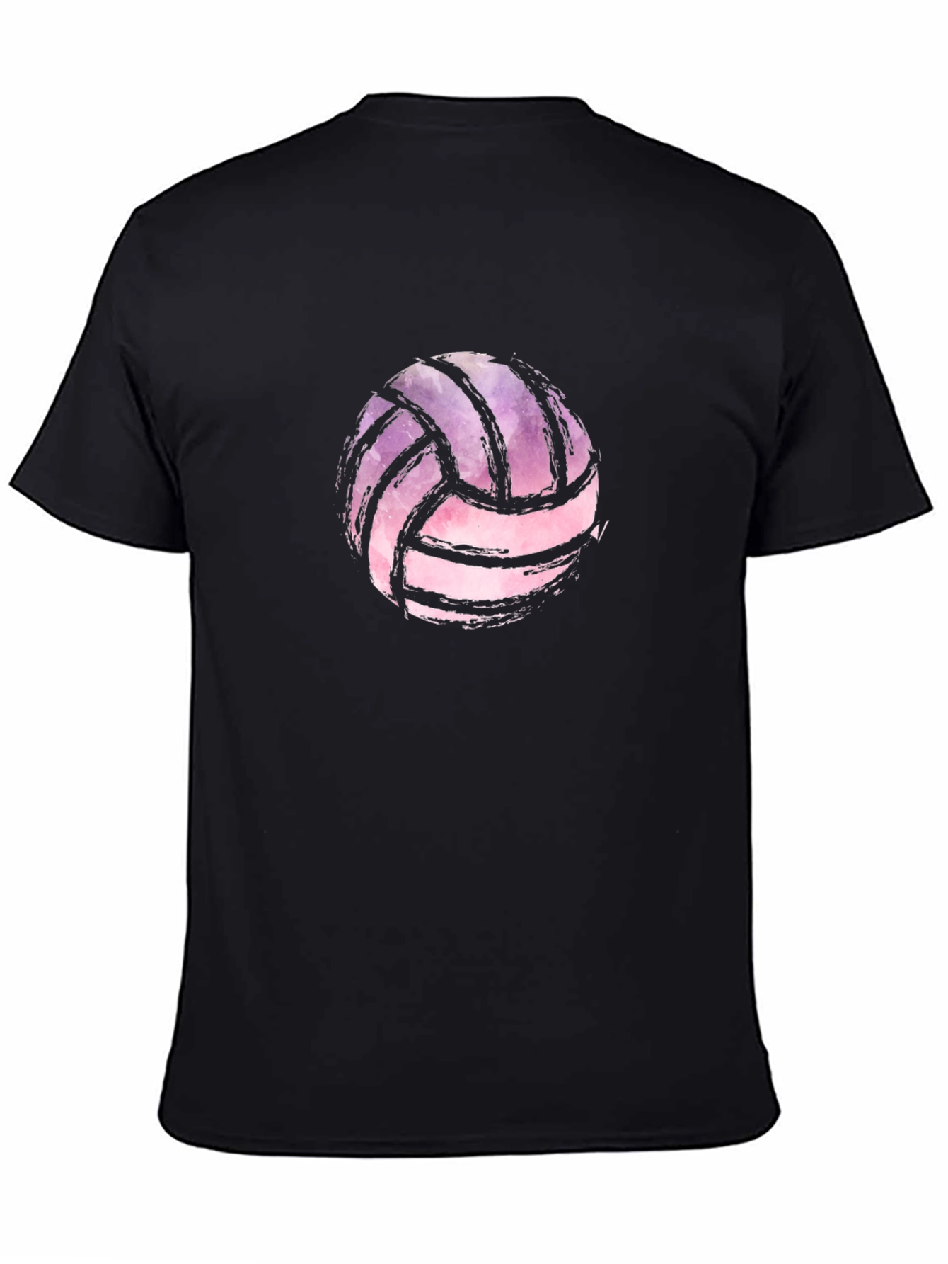 Watercolor Volleyball Graphic Black T-Shirt