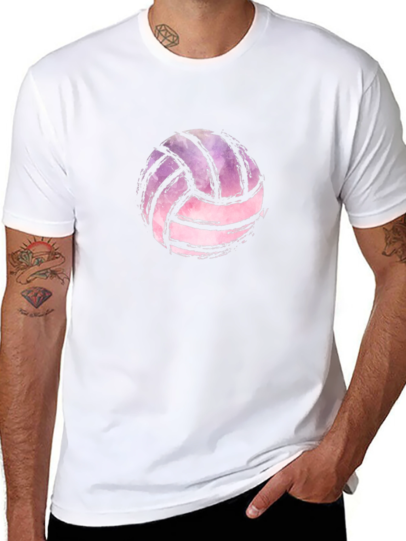 Watercolor Volleyball Graphic Black T-Shirt