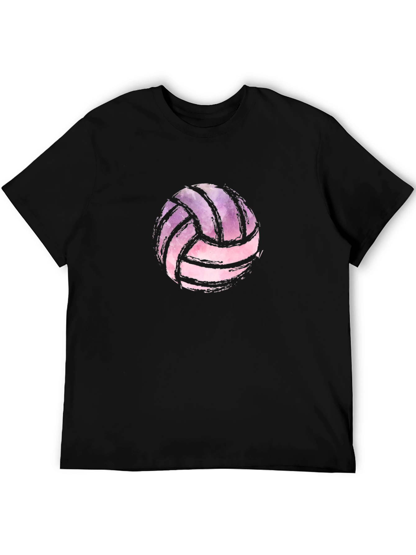Watercolor Volleyball Graphic Black T-Shirt