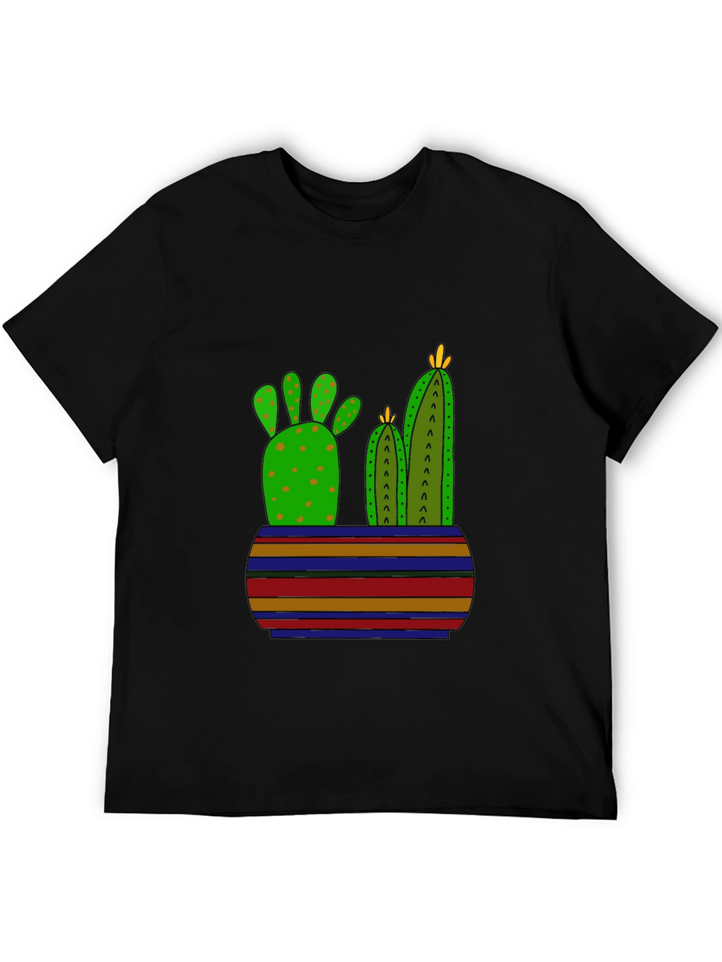 Cactus Graphic Print Black T-Shirt