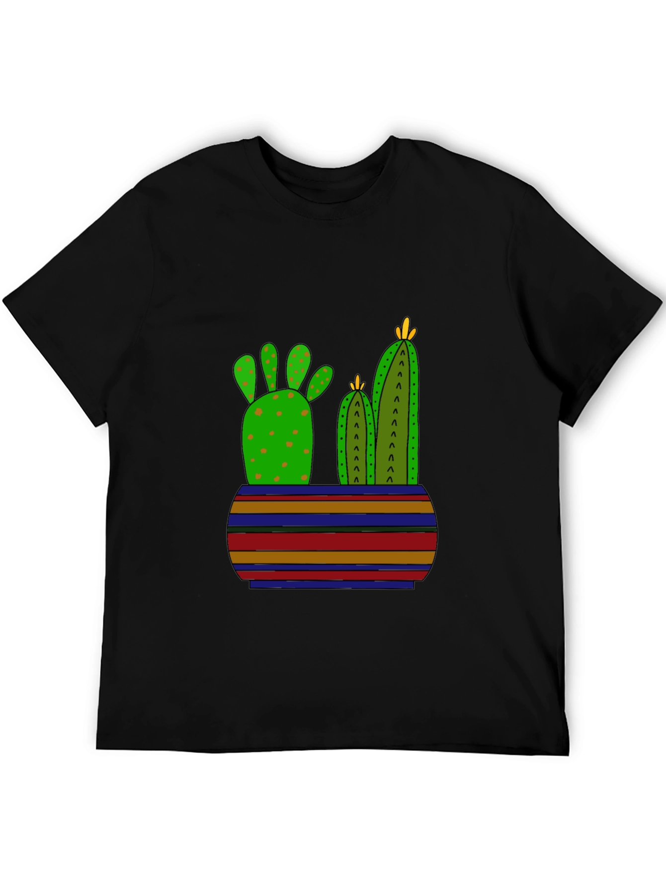 Cactus Graphic Print Black T-Shirt