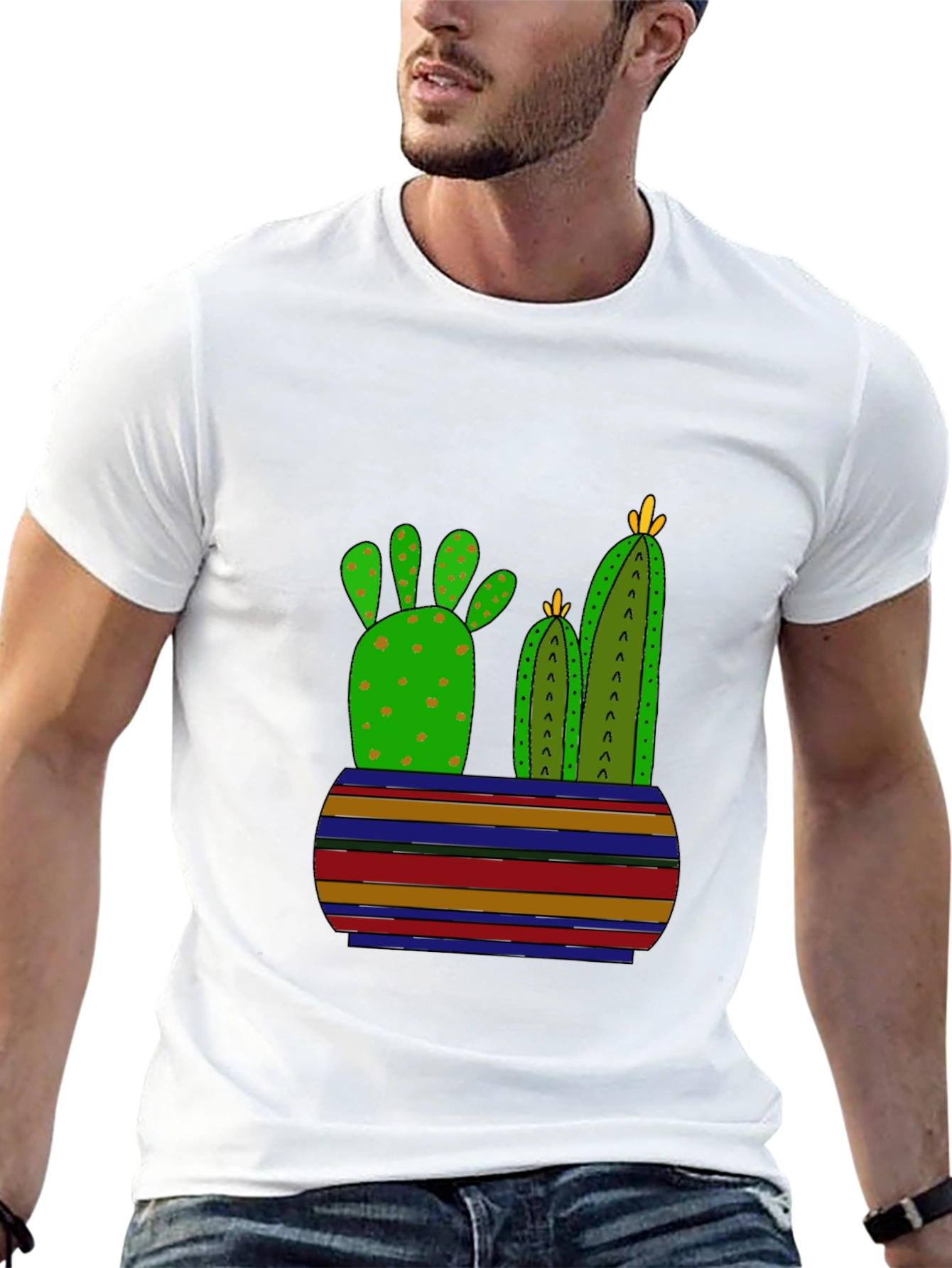 Cactus Graphic Print Black T-Shirt