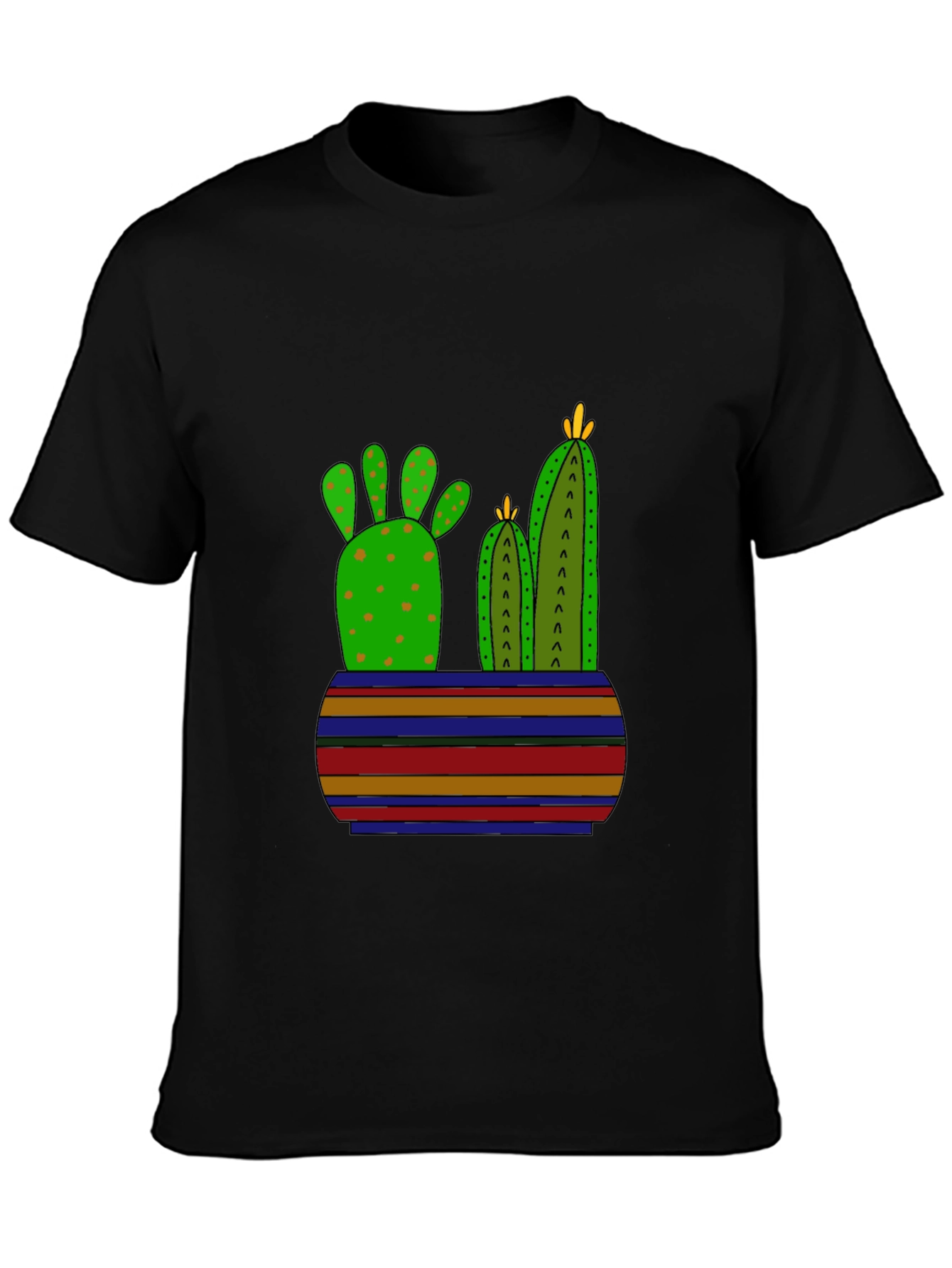 Cactus Graphic Print Black T-Shirt