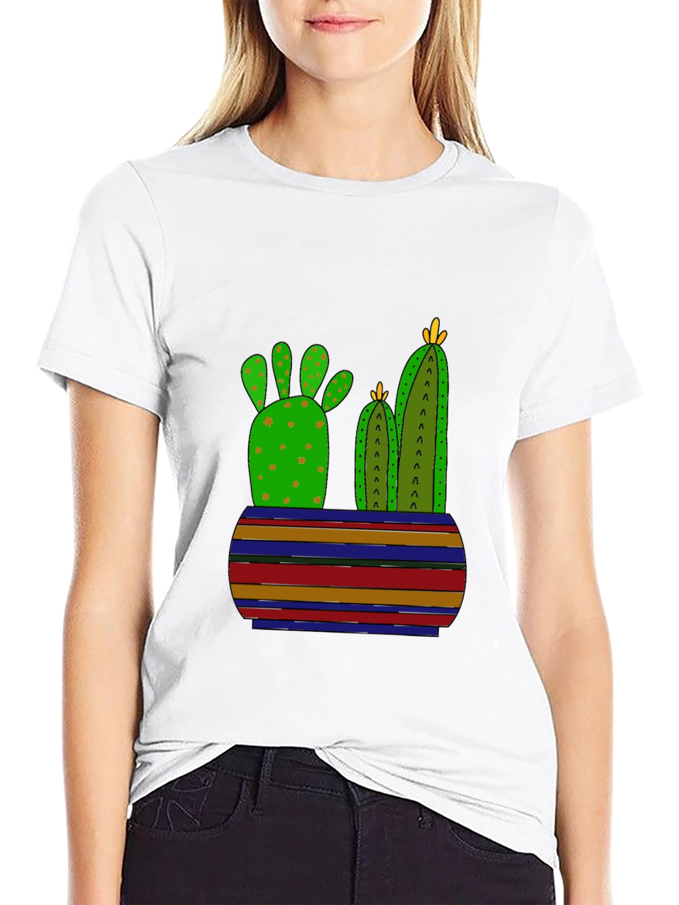 Cactus Graphic Print Black T-Shirt