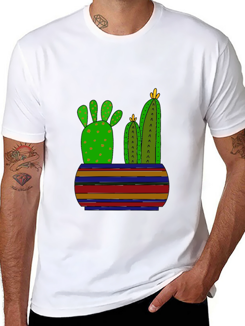 Cactus Graphic Print Black T-Shirt