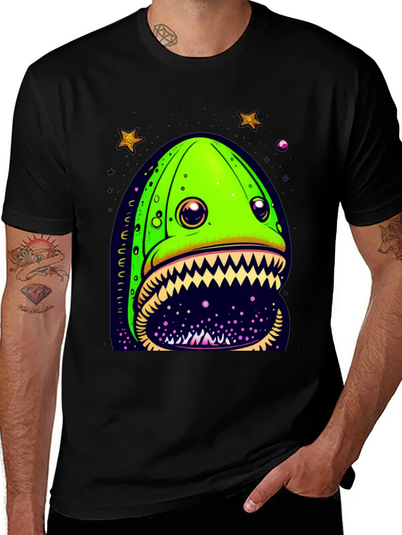 Monster Eel Graphic T-Shirt - Black Cotton Tee