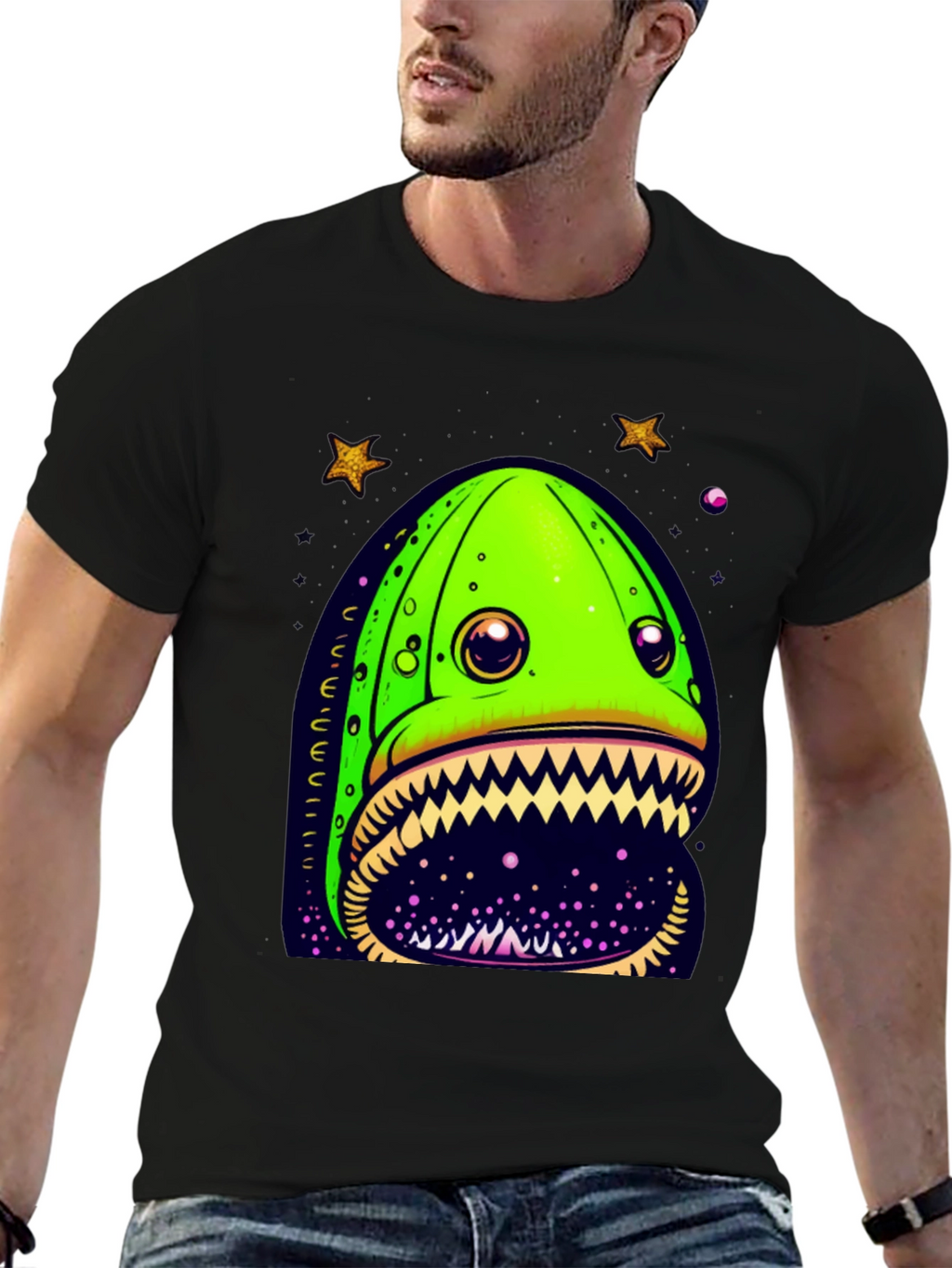 Monster Eel Graphic T-Shirt - Black Cotton Tee